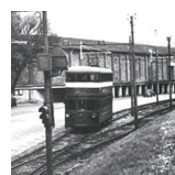 Black & white photograph of the Mumbles train.