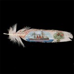 Feather painted by Captain Will Nelson and sent as a postcard to Annie in 1898.