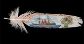 Painted feather - Christmas card